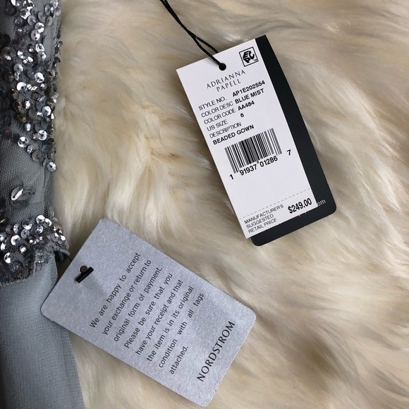 Adrianna Papell Embellished Mesh Bodice Gown Dress - Picture 4 of 8